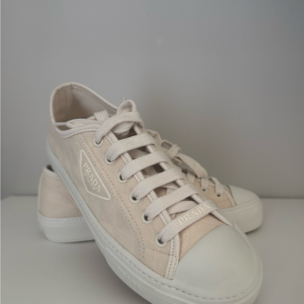 Prada Beige Canvas Sneakers size 40 - Picture 3 of 13